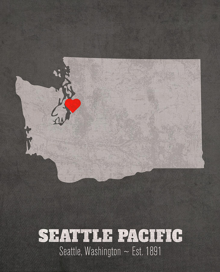 Seattle Mixed Media - Seattle Pacific University Seattle Washington Founded Date Heart Map by Design Turnpike