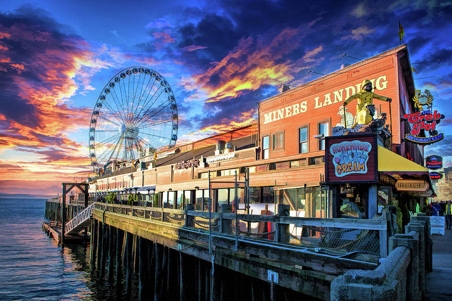 Seattle Pier 57 Painting by Christopher Arndt