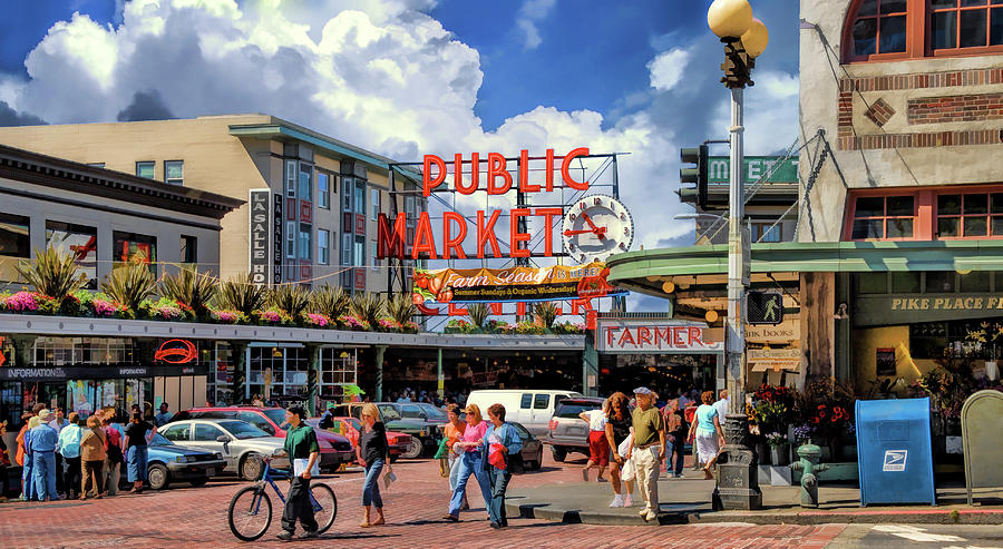 Seattle Pike Place Market Painting by Christopher Arndt