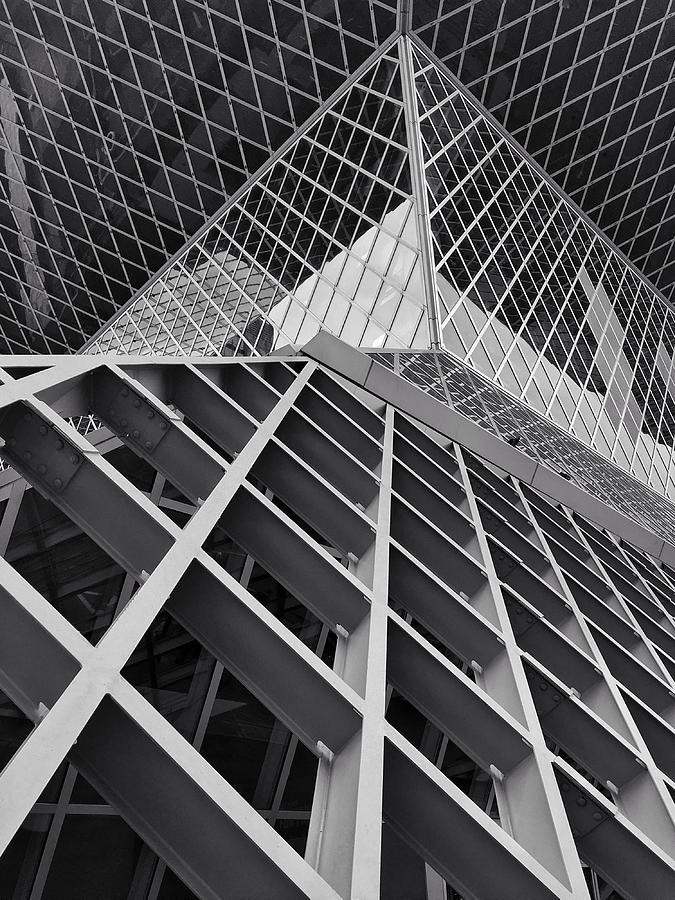 Seattle Public Library bw Photograph by Jerry Abbott