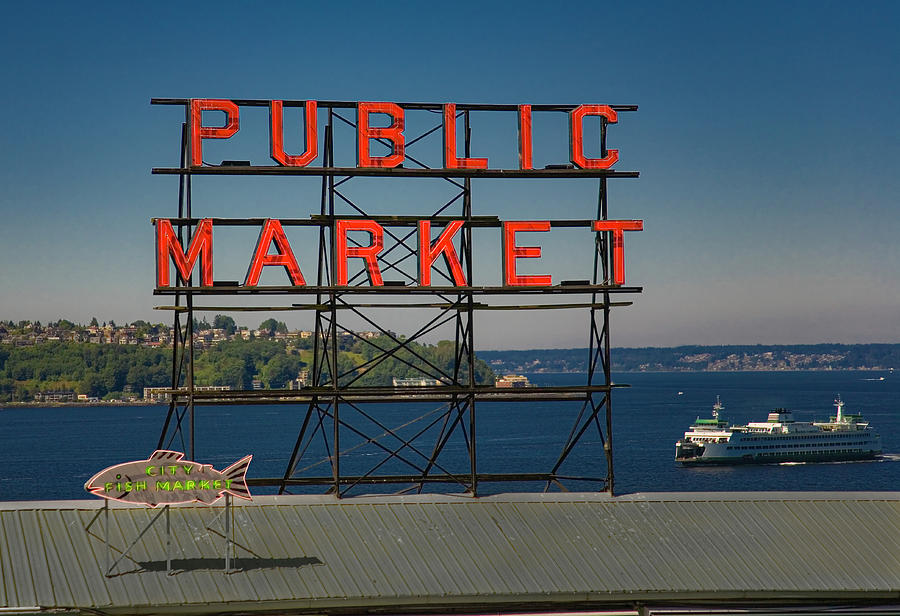 Seattle Public Market Neon Blast Photograph by Matthew Bamberg