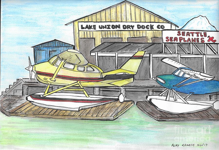 Seattle Painting - Seattle Seaplanes by Ajay Kamath