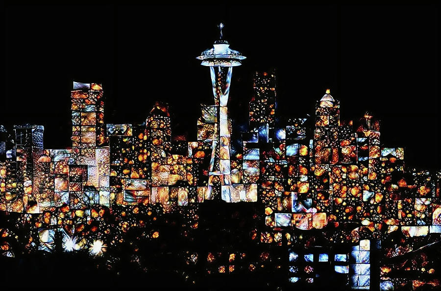 Seattle Skyline Abstract Digital Art by Bob Smerecki
