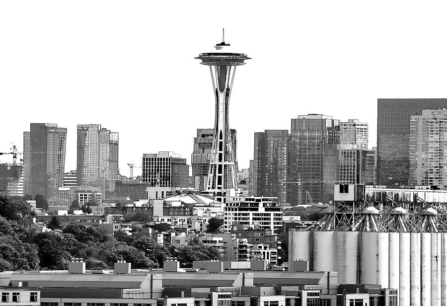 Seattle Skyline Art Print Drawing by Greg Sigrist