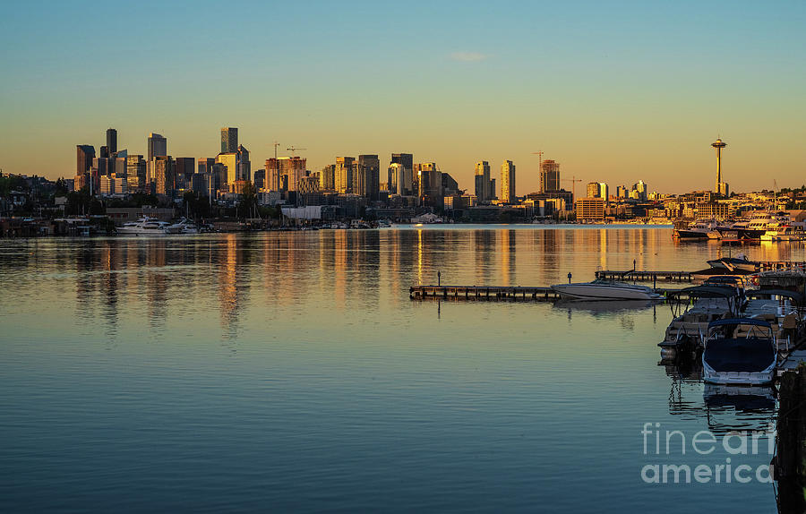 Seattle Skyline Lake Union Calm Photograph by Mike Reid - Fine Art America