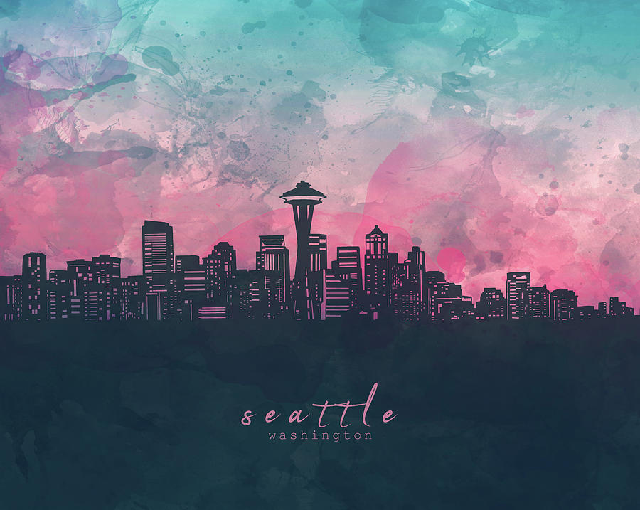Seattle Skyline Panorama Digital Art