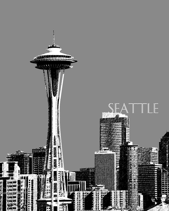 Seattle Skyline Space Needle - Pewter Digital Art