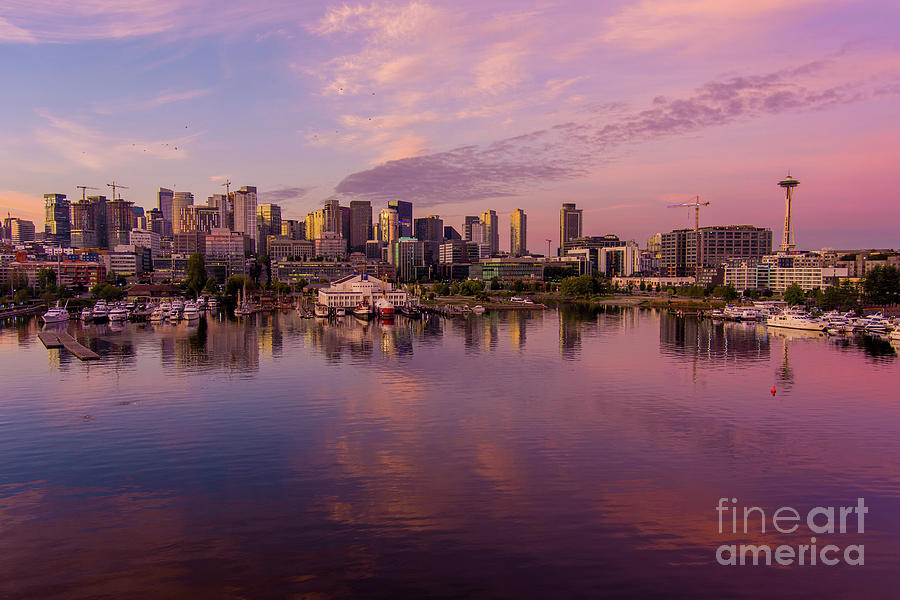 Seattle South Lake Union Sunrise Reflection Photograph