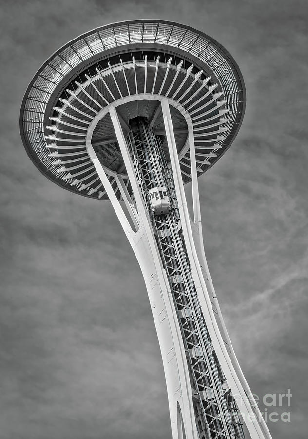 Seattle Space Needle bw Photograph by Jerry Fornarotto