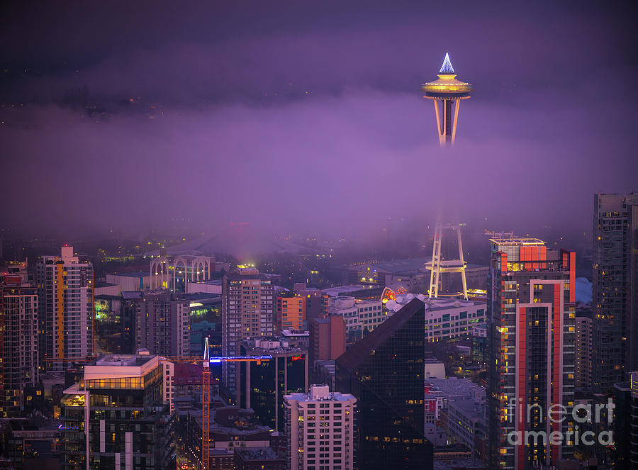 Seattle Photograph - Seattle Space Needle Christmas by Mike Reid