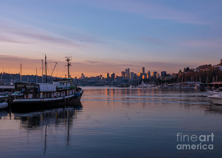 Seattle Sunrise From Lake Union Photograph