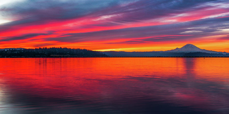 Seattle Sunrise Panorama Photograph by Emerita Wheeling