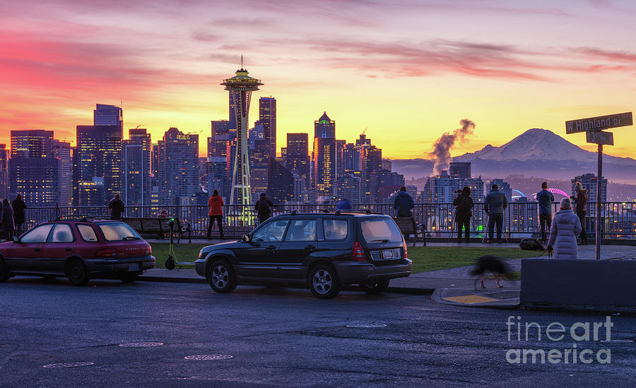 Seattle Photograph - Seattle Sunrise Scene at Kerry Park by Mike Reid
