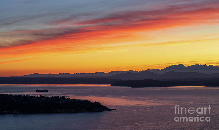 Seattle Photograph - Seattle Sunset Over Alki Point by Mike Reid