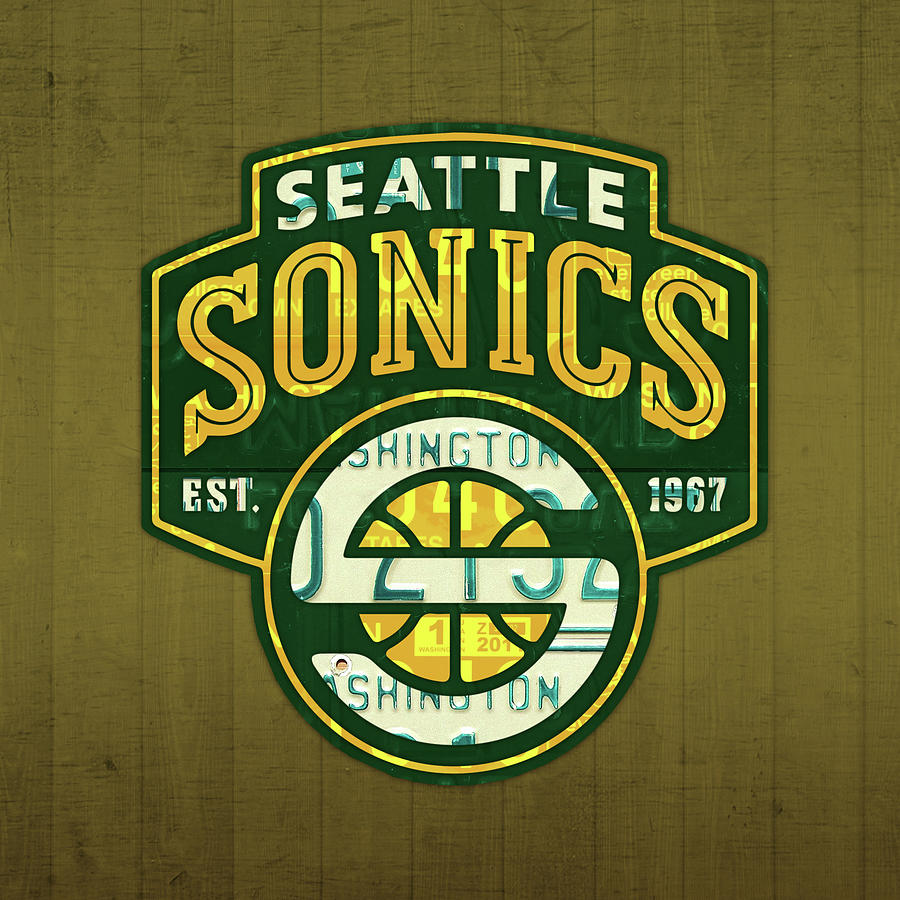 Seattle Sports Teams Seahawks Mariners Sonics Kraken Recycled Washington  State License Plate Art by Design Turnpike