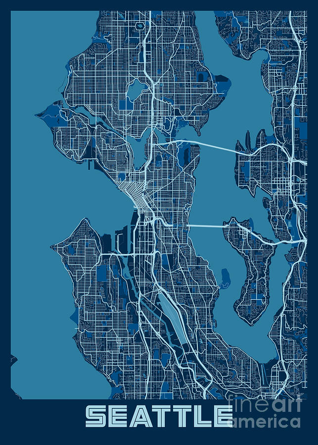 Seattle - United States Peace City Map Digital Art by Tien Stencil ...