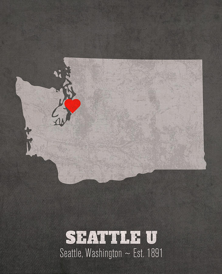 Seattle Mixed Media - Seattle University Seattle Washington Founded Date Heart Map by Design Turnpike