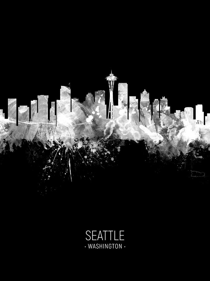 Seattle Washington Skyline #05 Digital Art by Michael Tompsett
