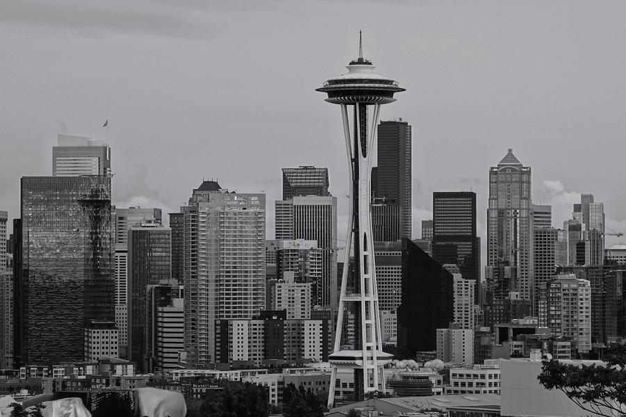 Seattle Photograph - Seattle Washington Skyline Black And White by Dan Sproul