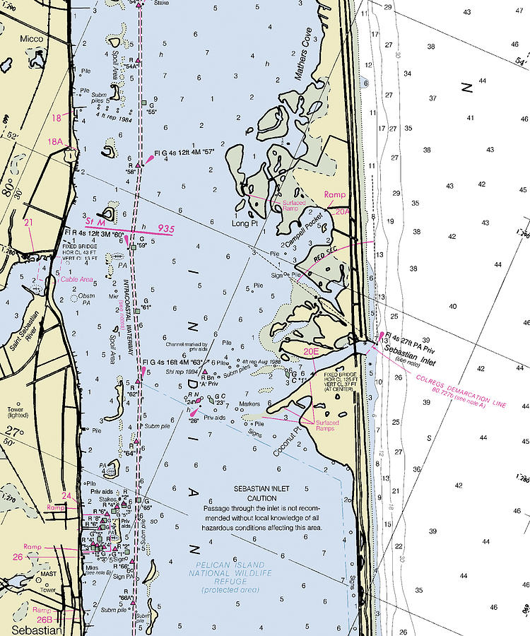 Sebastian Inlet Florida Nautical Chart Digital Art by Sea Koast Fine