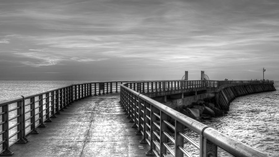 Sebastian Inlet Pier In Black And White Photograph