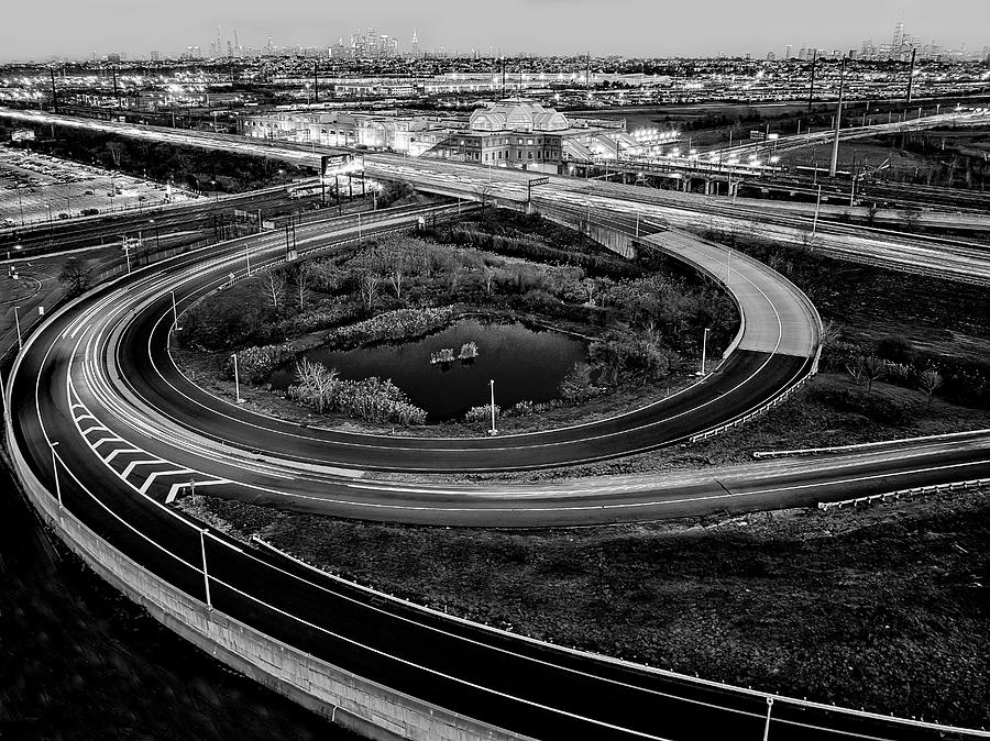 Secaucus Junction Station And NYC BW Photograph by Susan Candelario