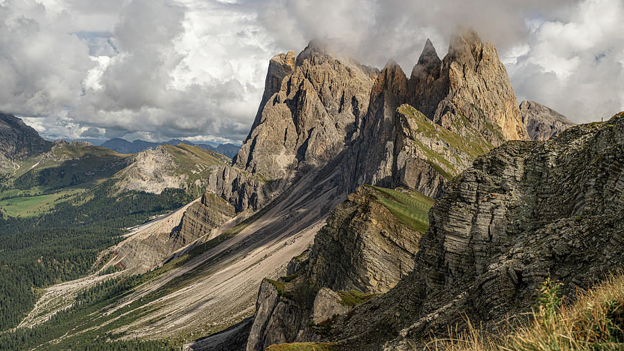 Alps Photograph - Seceda Ridgeline in the Dolomites Italy by Brenda Jacobs