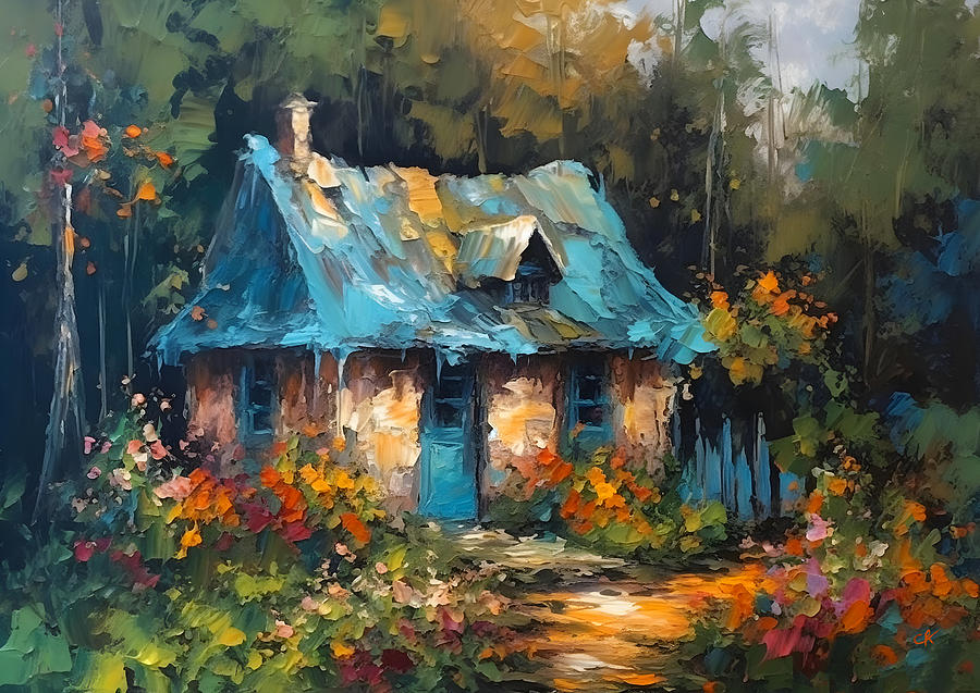 Secluded Blue Cottage Painting by Chris Rutledge - Fine Art America