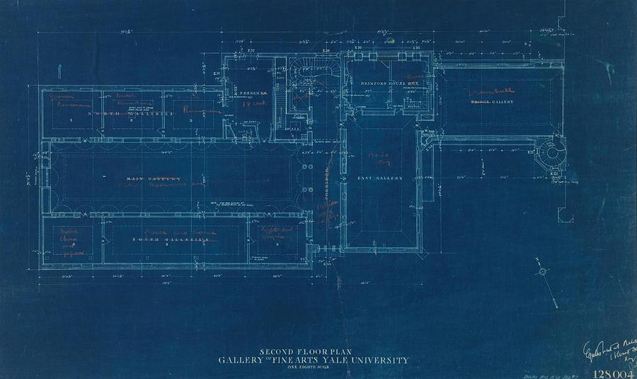 Second Floor Plan Gallery of Fine Arts Yale University Drawing by ...