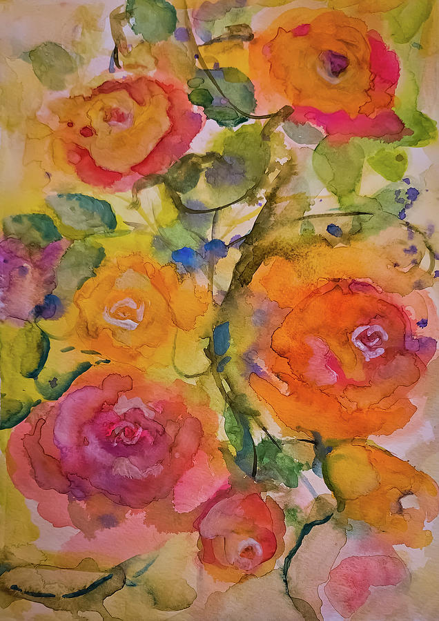 Second Layer Magic Rose Garden Painting by Lisa Kaiser