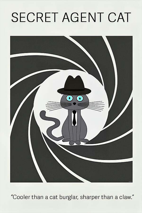 Secret Agent Cat Poster by Bob Orsillo A Whimsical Cartoon Parody for Cat Lovers and Spy Movie Fan Mixed Media by Bob Orsillo Secret Agent Cat Poster by Bob Orsillo A Whimsical Cartoon Parody for Cat Lovers and Spy Movie Fan Mixed Media by Bob Orsillo