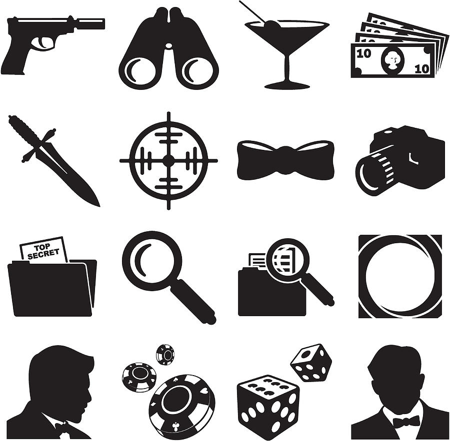 Secret Agent Icons Drawing by Jameslee1
