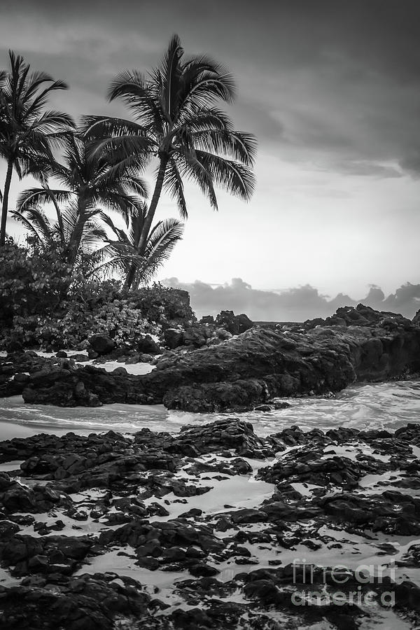 Secret Beach Makena Cove Maui Black and White Photo Photograph by Paul Velgos