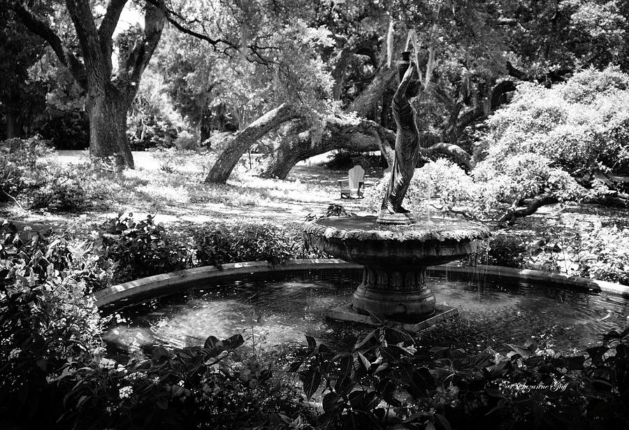 Secret Fountain In Black And White Photograph