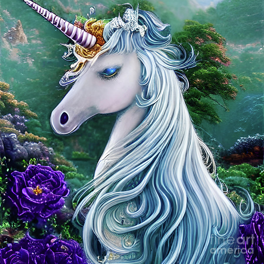 Secret Unicorn Garden Digital Art by Debra Miller