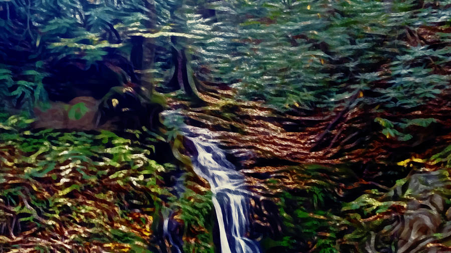 Secret Waterfall  Mixed Media by Ally White
