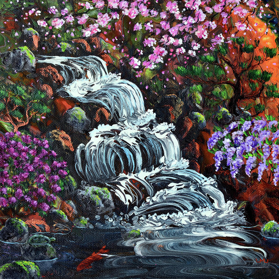 Secret Waterfall Painting by Laura Iverson