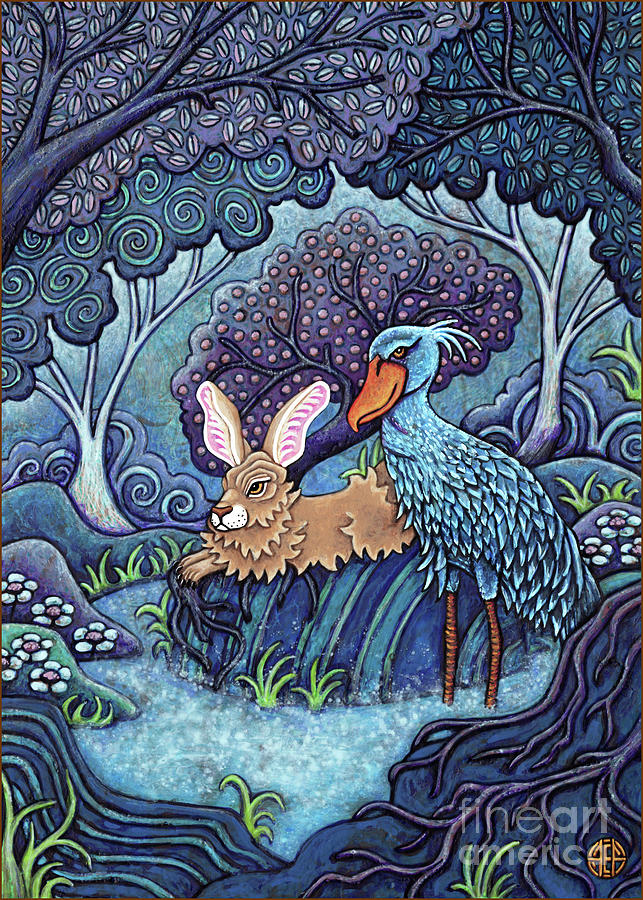 Secrets with Shoebill at Blue Cove Painting by Amy E Fraser