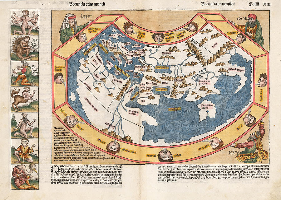 Secunda etas mundi World Map Before Discovery of America Nuremberg ...