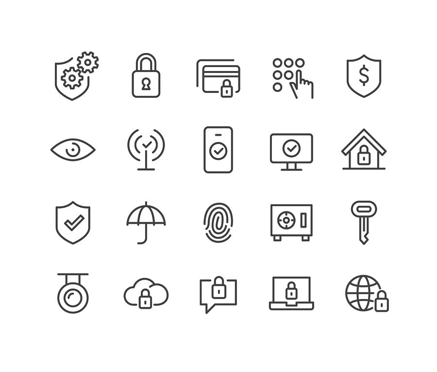 Security Icons - Classic Line Series Drawing by -victor-