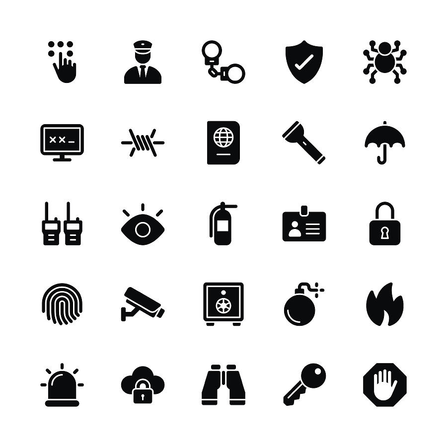Security icons - Regular Glyph Drawing by TongSur