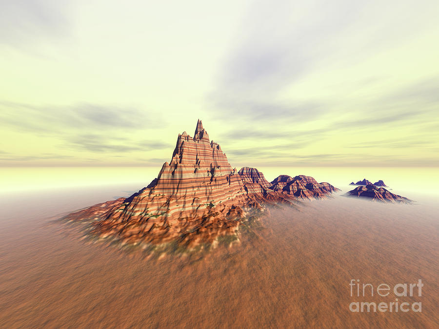 Sedimentary Mountain In Fog Digital Art by Phil Perkins