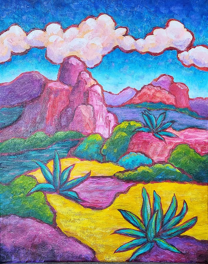 Sedona Adobe Jack Agave Painting by Terry Ann Morris