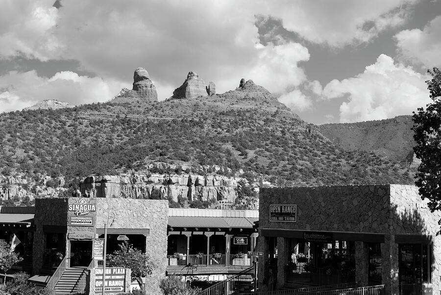 Sedona Arizona Town BW Photograph by Bob Pardue