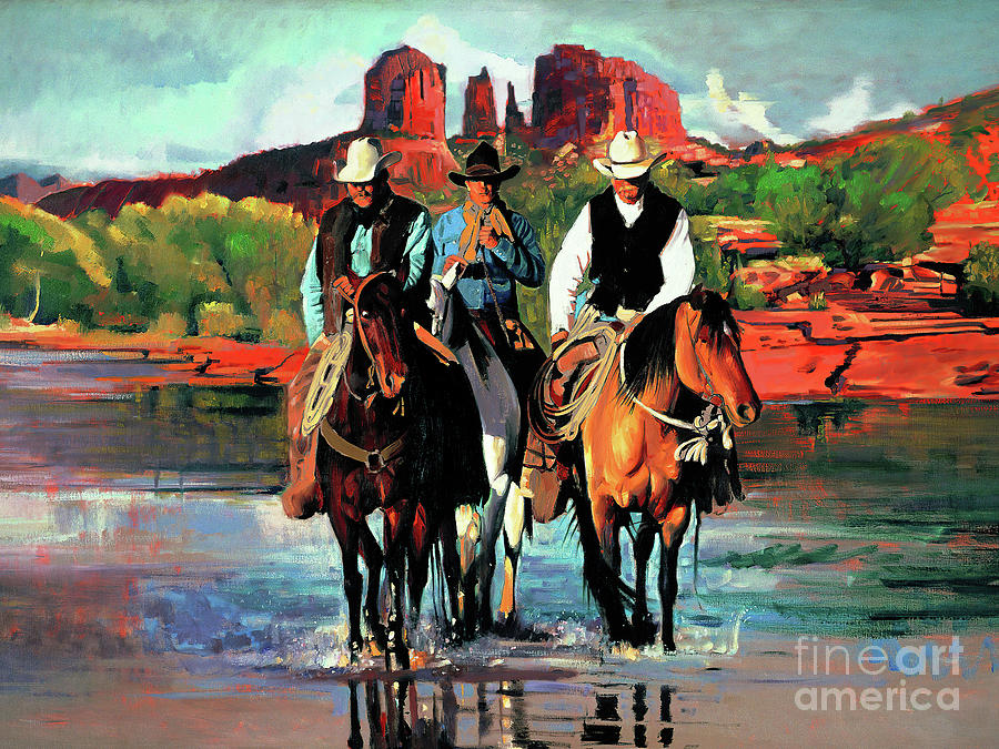 Sedona Cowboys Painting By Michael Stoyanov