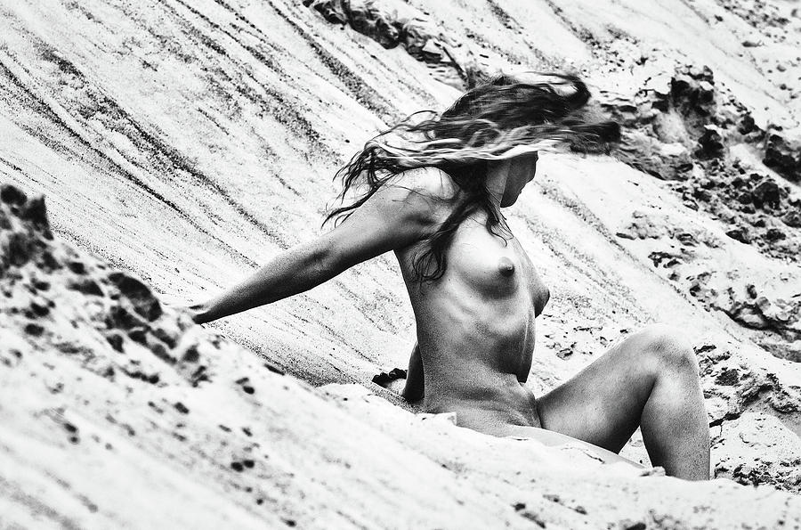 Seduction In Dunes  Monochrome Photograph