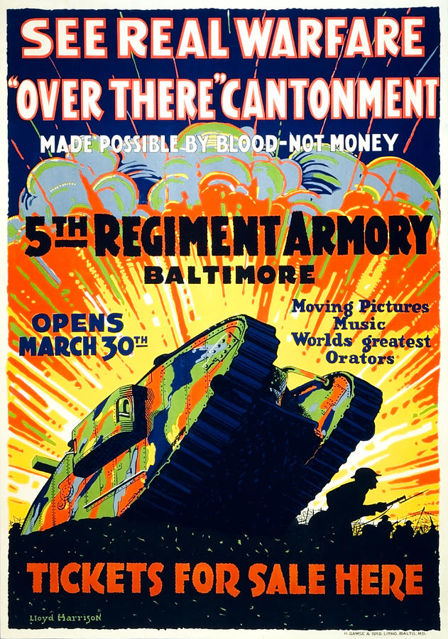 See Real Warfare - Over There Cantonment - 1918 Motion Picture Painting by War Is Hell Store