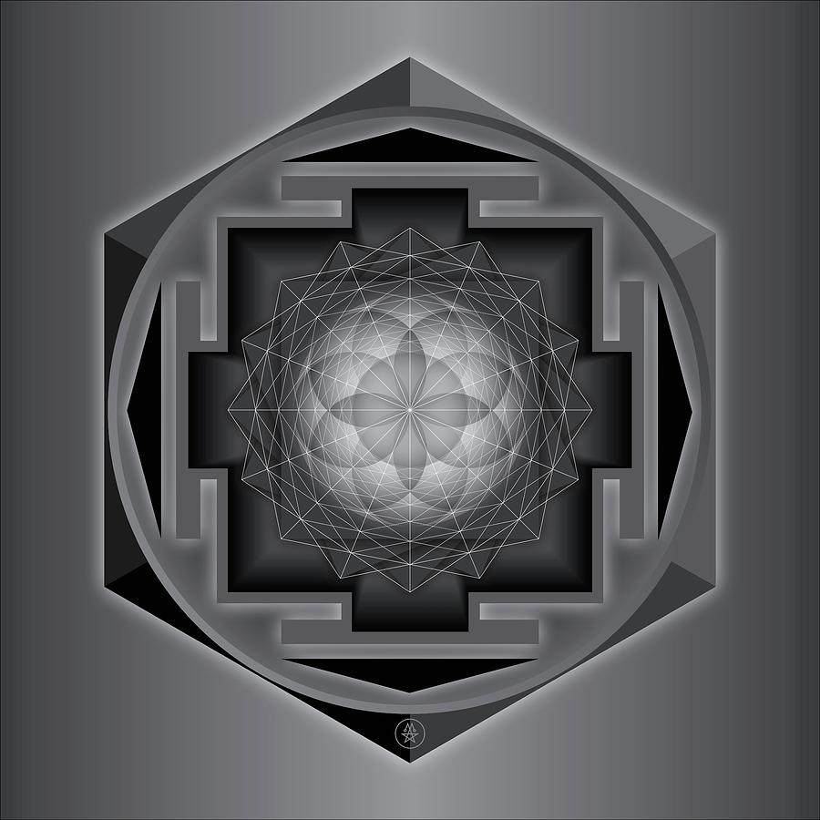 Seed of Life Mandala in Monochrome Mixed Media by Milton Thompson