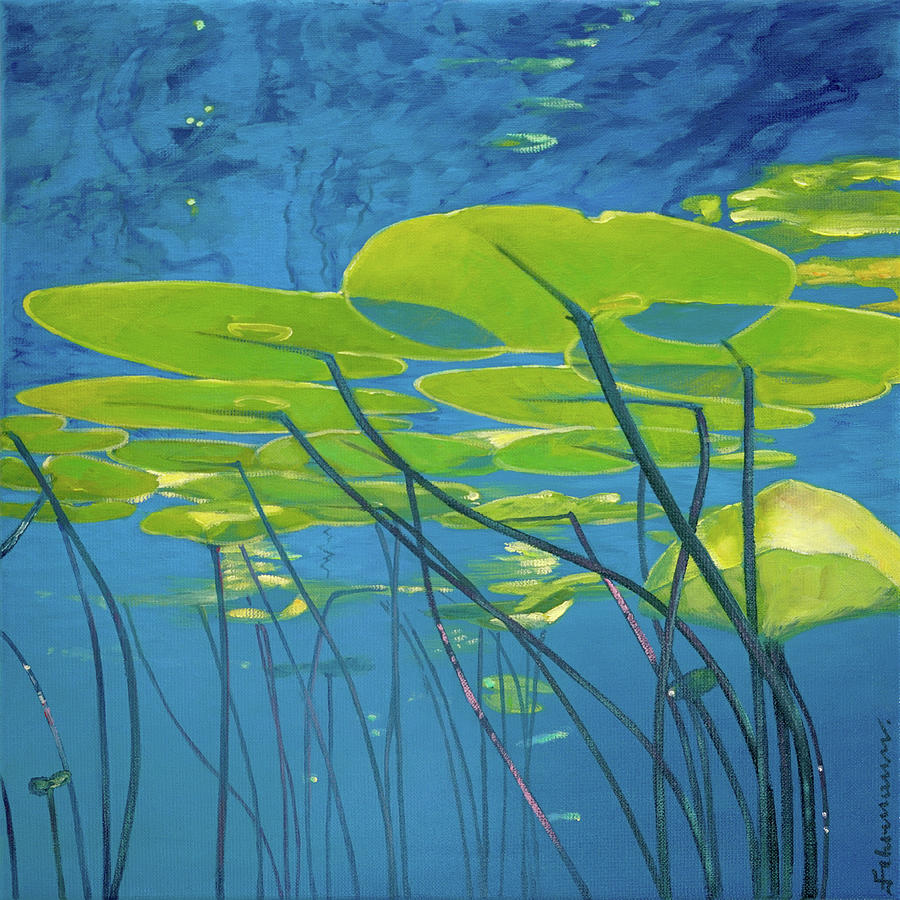 Seerosen, Wasser Painting by Uwe Fehrmann