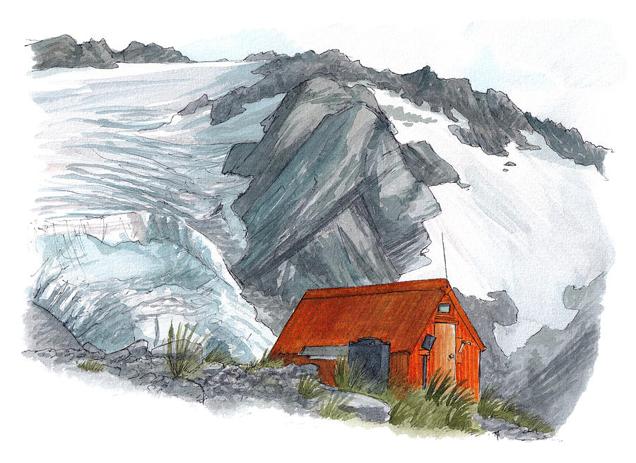 Sefton Bivouac - Tewaewae Glacier Painting by Tom Napper